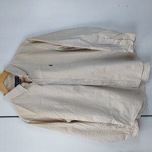 Ralph Lauren Classic Fit Pale Yellow / Blue Checked Dress Shirt Preppy Sz.2X